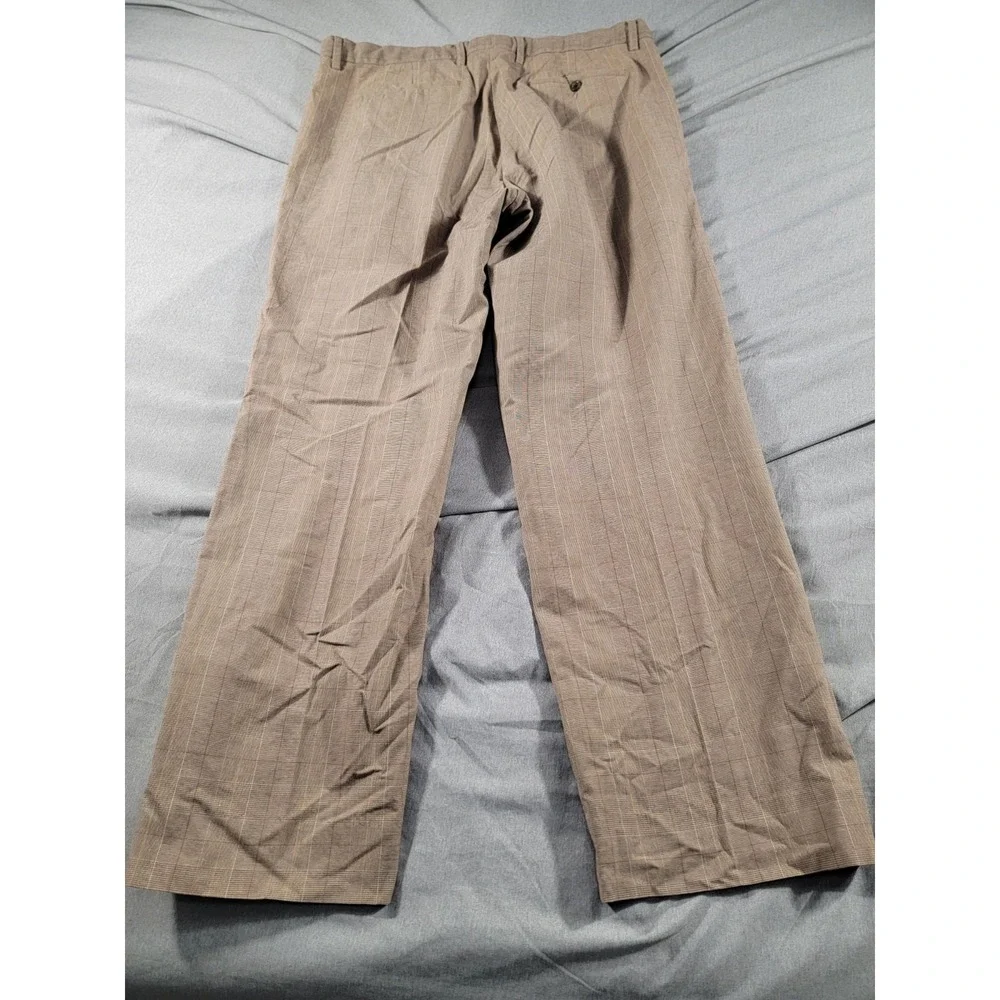 Banana Republic Slack Trouser Pants Mens 36x30 Tan Brown Houndstooth Check Plaid